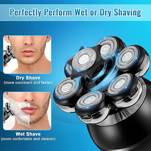 Miniatura 3 de Wjiang - Afeitadoras de cabeza para hombres calvos, afeitadora eléctrica 6 en 1 para hombre, afeitadora eléctrica en seco húmedo y seco,