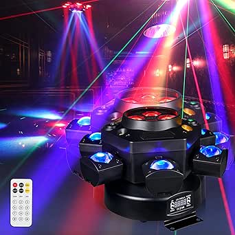 10 Best Moving Head Lights for Halloween in 2026 3 Moving Head DJ Lights 6-Arm Lamp with Remote Control 150W RGBW 4-in-1 LED Stage Lights, DMX512 & Sound Activated, Rotating Light for Weddings, Live Events, Clubs