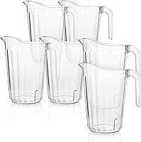Arrow Home Products 60oz Clear Plastic Pitchers, 6-Pack Stackable - BPA-Free, Dishwasher Safe, Made in USA for Bars, Restaurants & Parties