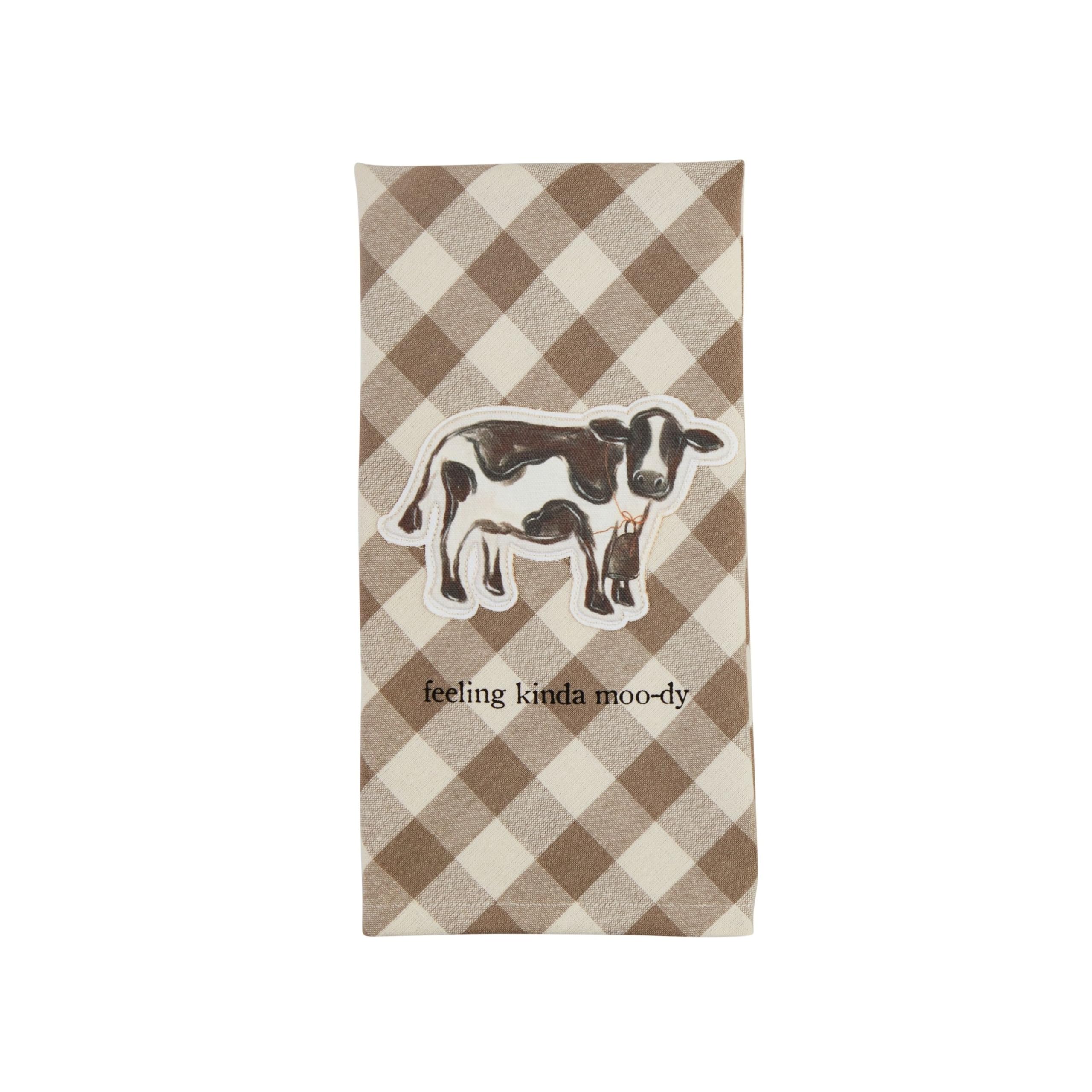 Serviette en Toile Mud Pie Moo-Dy 66x30,5 cm pour la Décoration de Cuisine