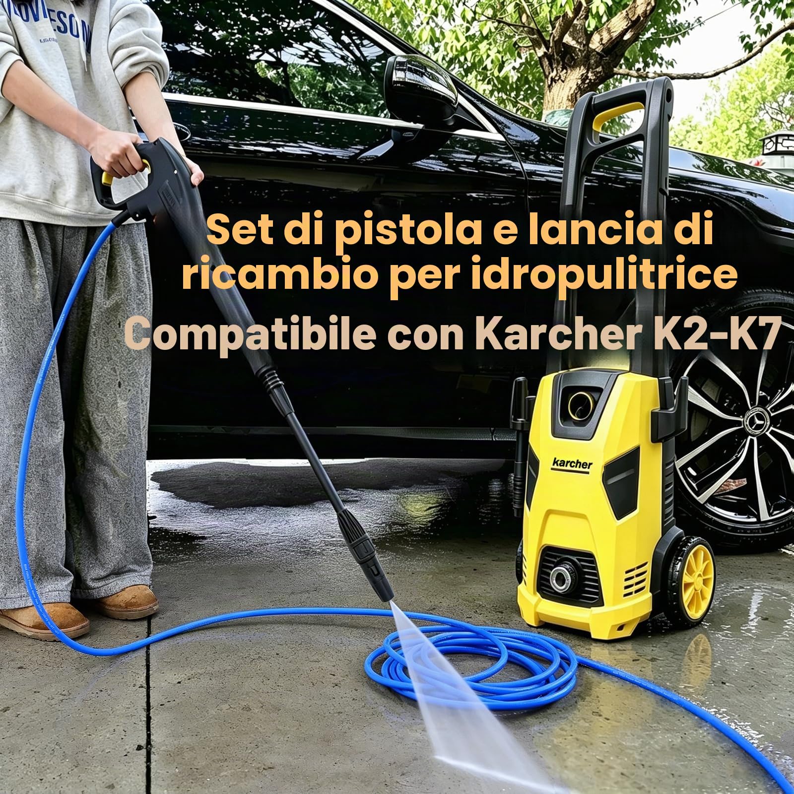 Ugello a lancia ad alta pressione per pistola a spruzzo ad acqua ad alta pressione Ugello a lancia turbo rotante a getto d'acqua per Karcher K2 K3 K4 K5 K6 K7 Idropulitrici
