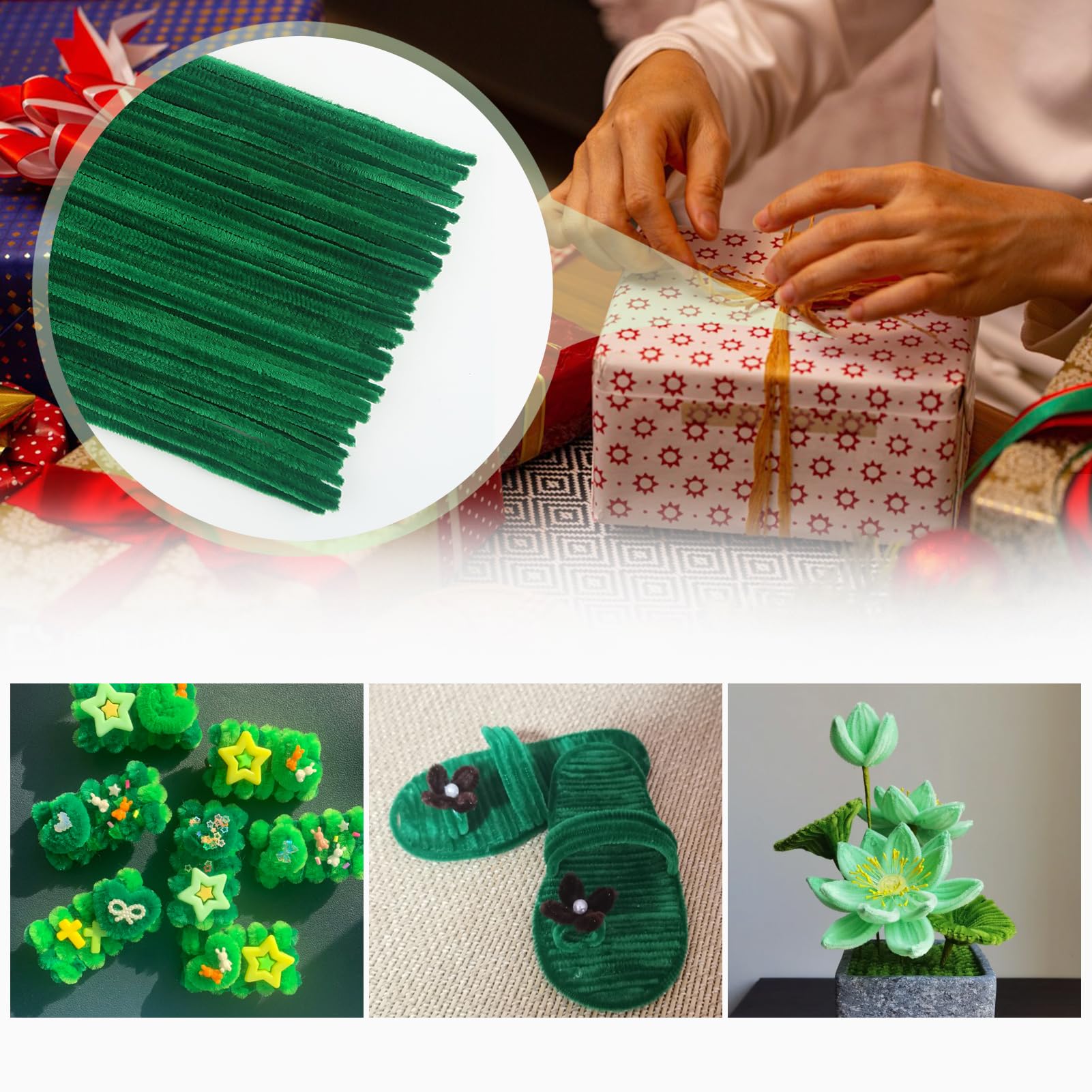 Scovolini Ciniglia TOAOB | 400 Pezzi Verdi | 6mm X 30 Cm | Per Lavoretti E Pulizia - Foto 8