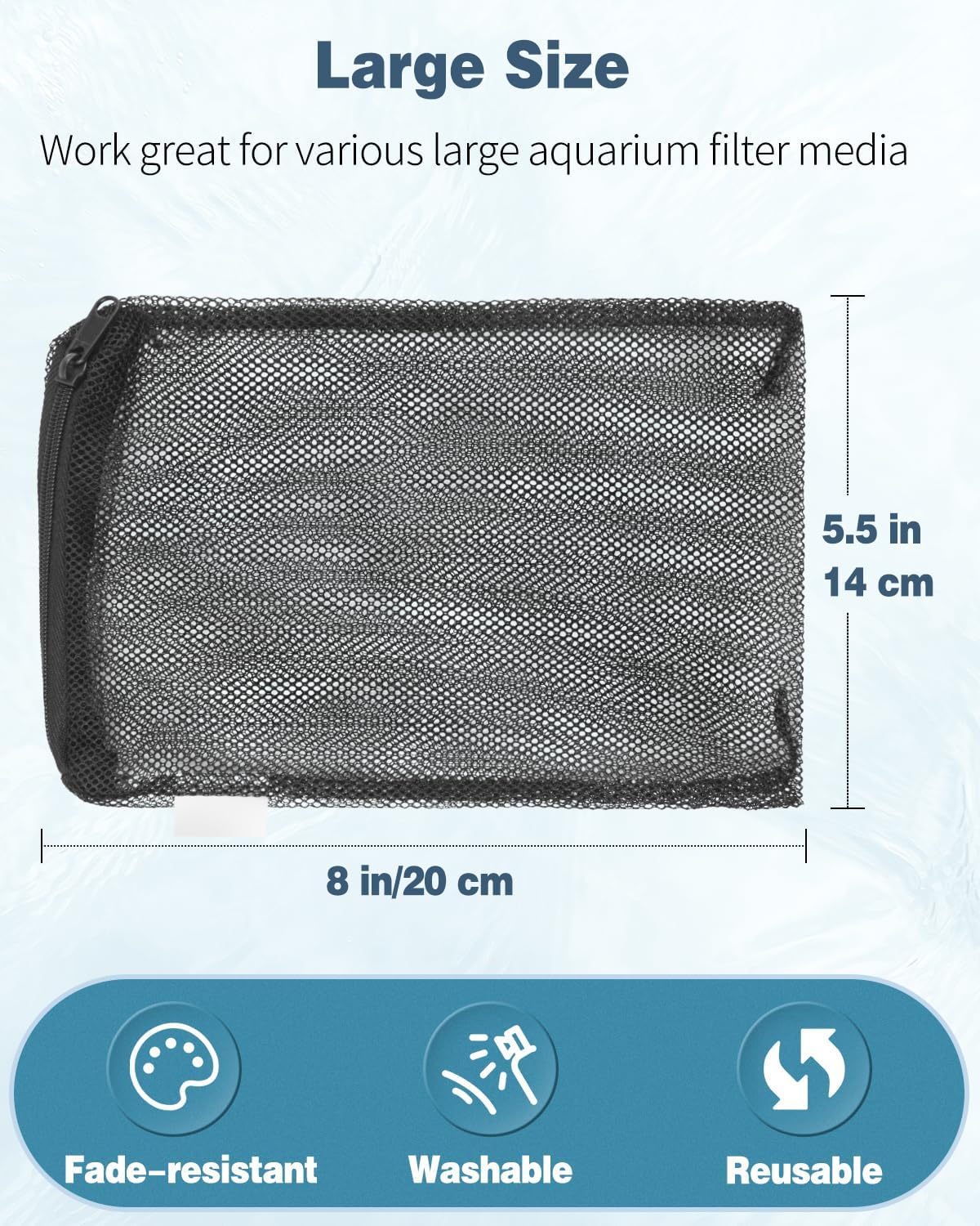 Pawfly 8 Pack Aquarium Filter Media Bags, Fish Tank Fine Mesh Bag with Plastic Zipper Aquarium Mesh Bag for Activated Carbon, Bio Filter Balls, Filter Stones, Ceramic Rings (8" x 5.5") image 3
