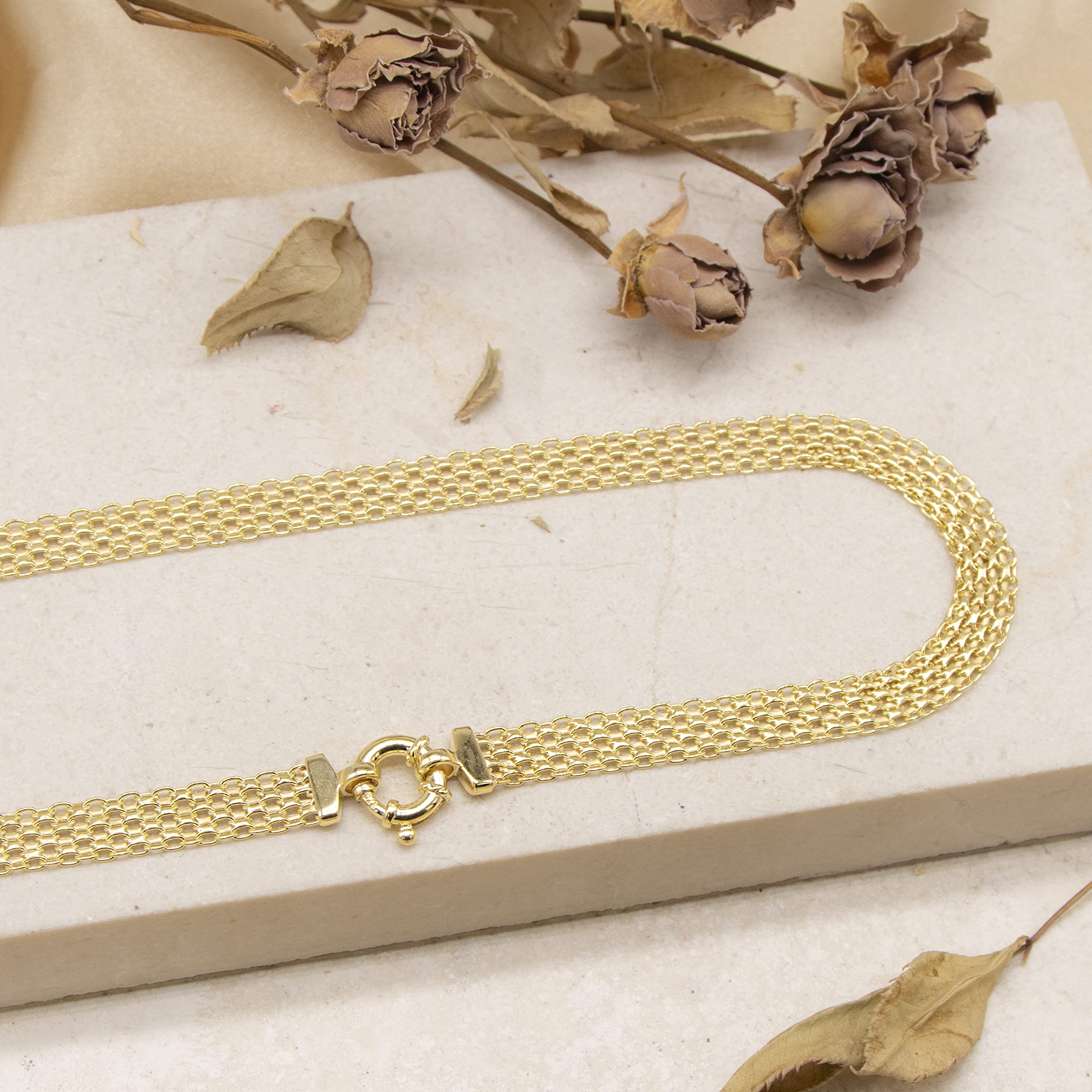 CARISSIMA Collana da Donna in Oro Giallo 9 ct con Catena Bismark di 46 cm/18 Pollici