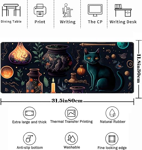 Miniatura 2 de TENG DA QING Alfombrilla de mouse Kawaii de gatos azules de anime, alfombrilla de escritorio grande para juegos, almohadilla de decoración de