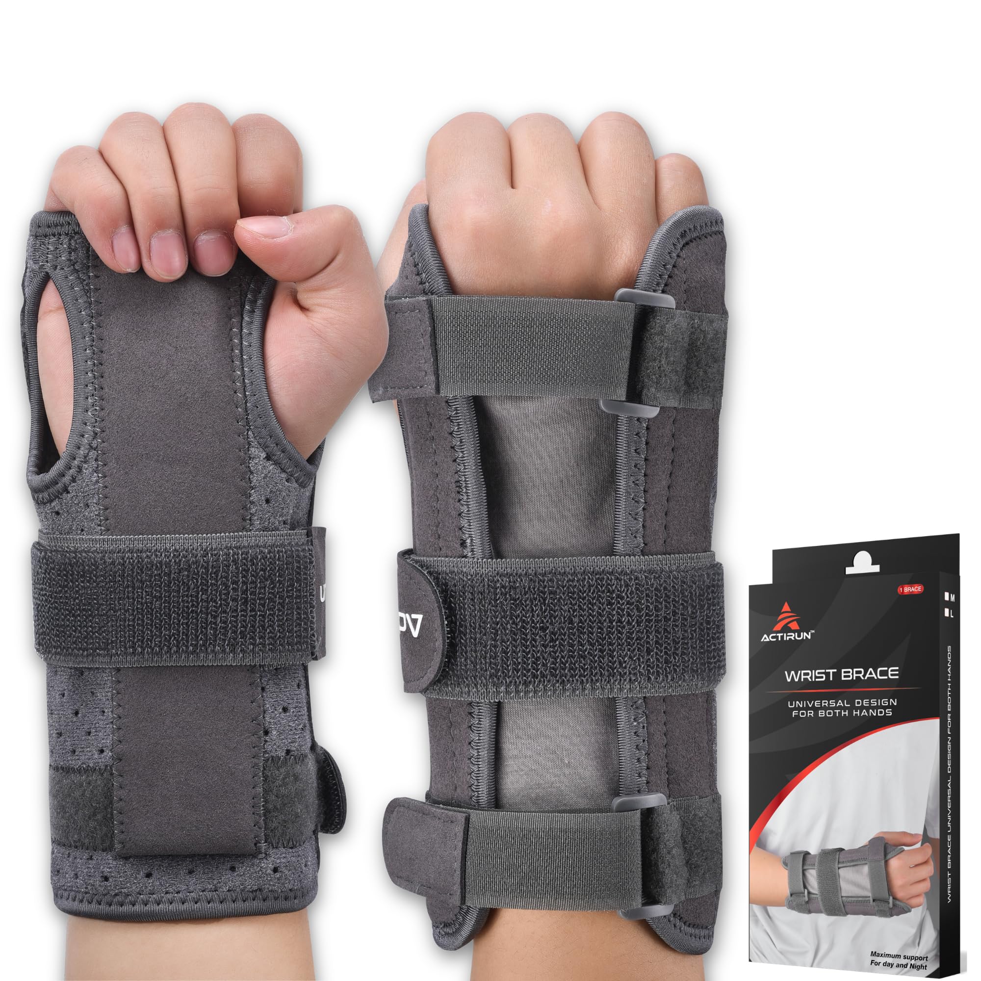 Universal Wrist Brace Wrist Sleep Support for Carpal Tunnel with Metal Splint Fits Left or Right Hand for