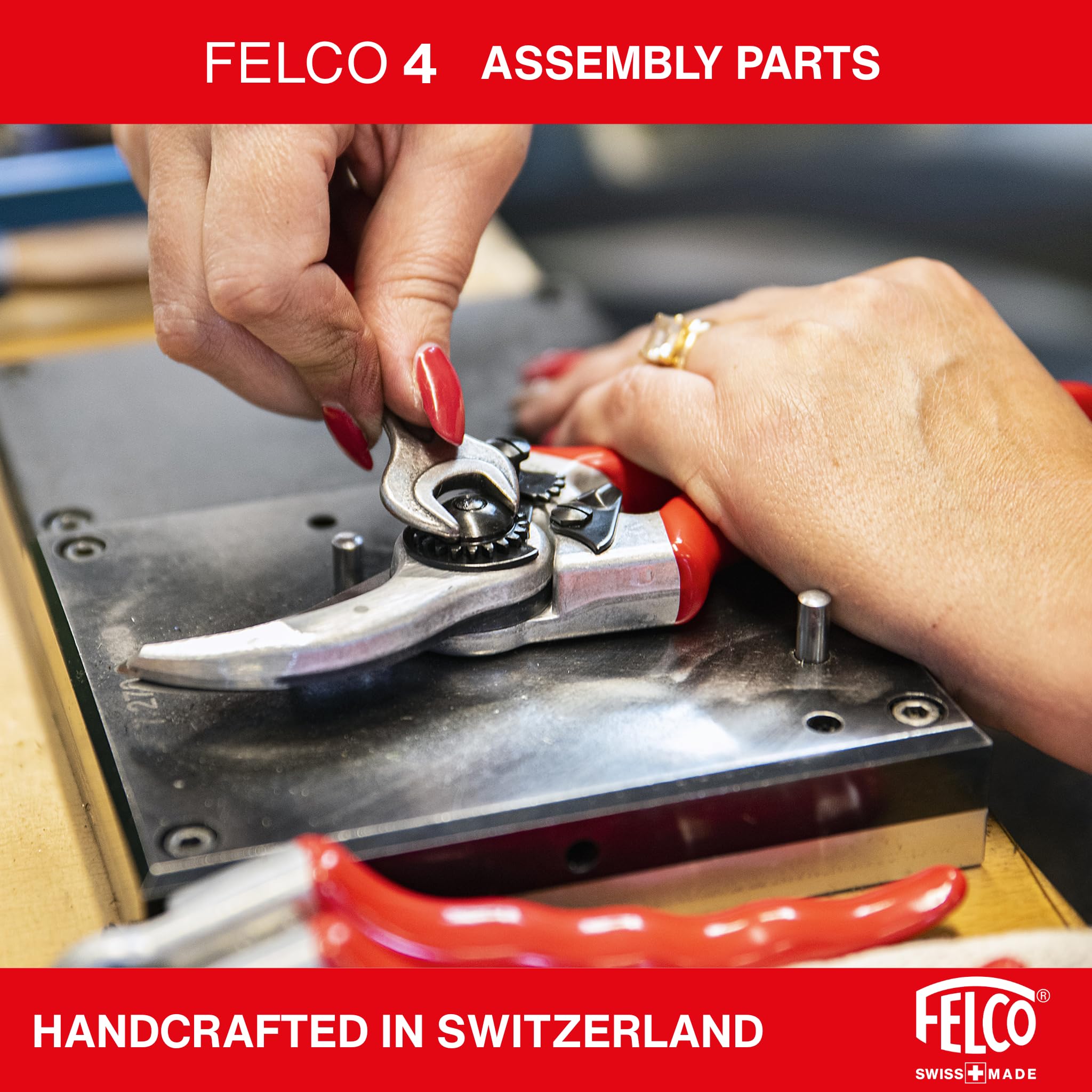 FELCO 4 sekator bypass solidny dla praworęcznych, ostrze ze stali hartowanej 45 mm, rękojeści z kutego aluminium, mocne cięcie do 25 mm, narzędzie szwajcarskie profesjonalne