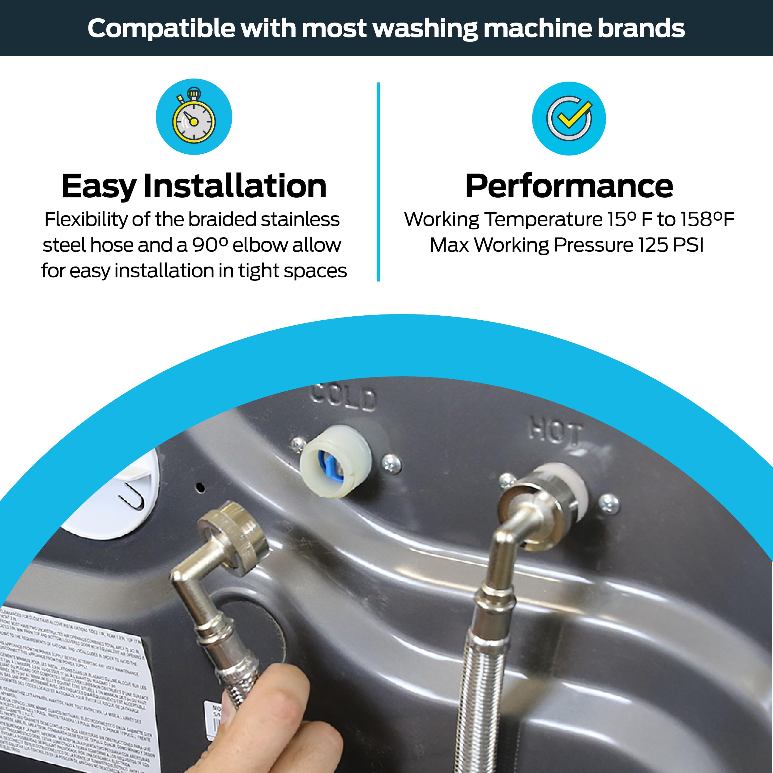 Amazon.com: Eastman 4 ft Washing Machine Hose Connector with Elbow