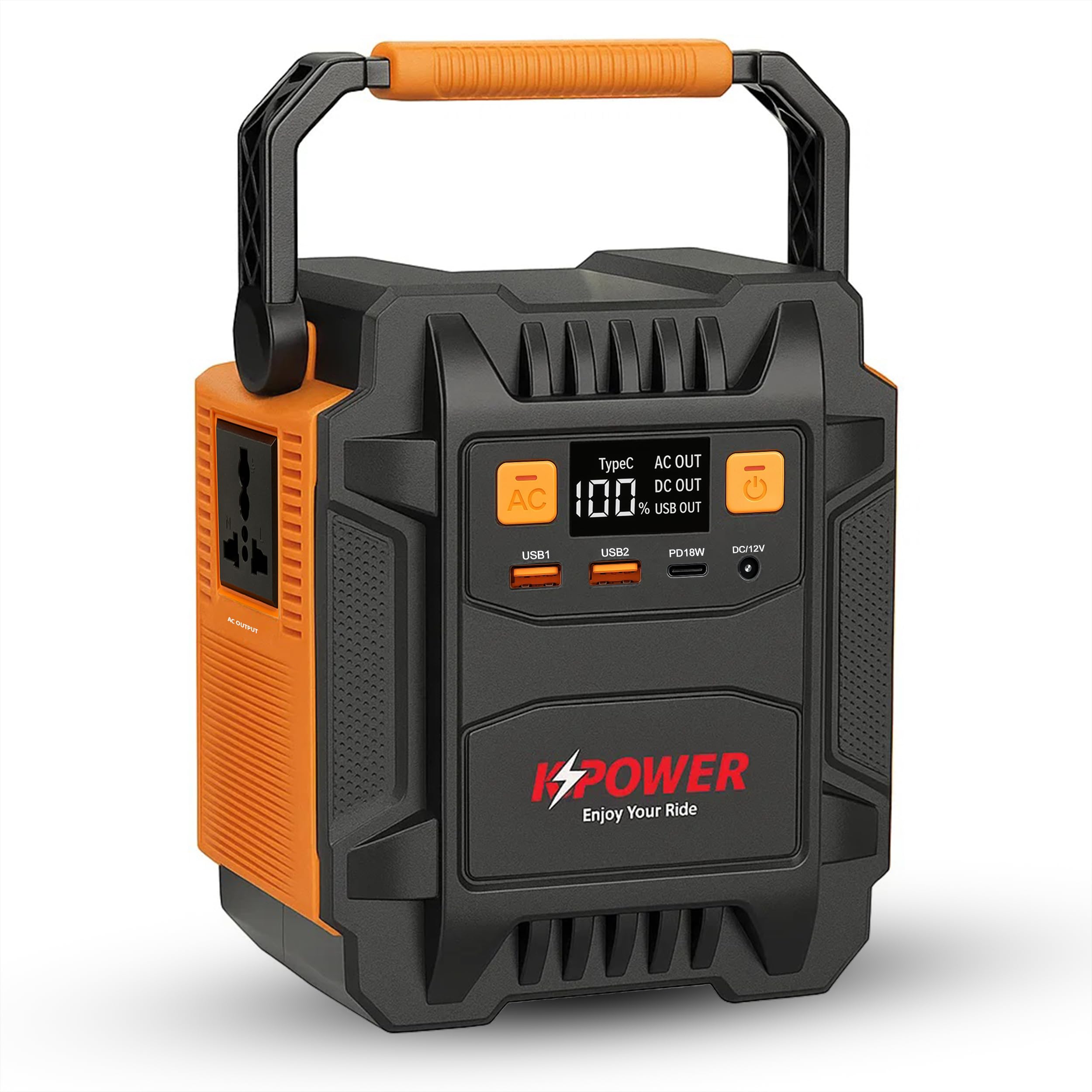 K POWER Portable Power Station KP-PS200-48000mAh 172.8Wh 200W 220V, Power Generator universal socket (Black & Orange)