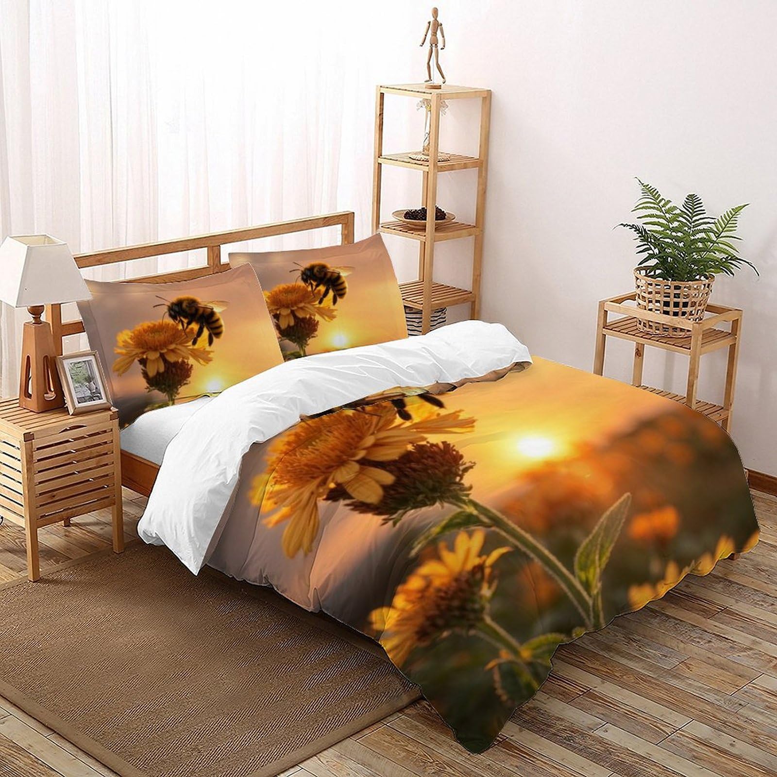 Parure abeille de dessin animé pour lit garçon et chambre d'enfant ludique