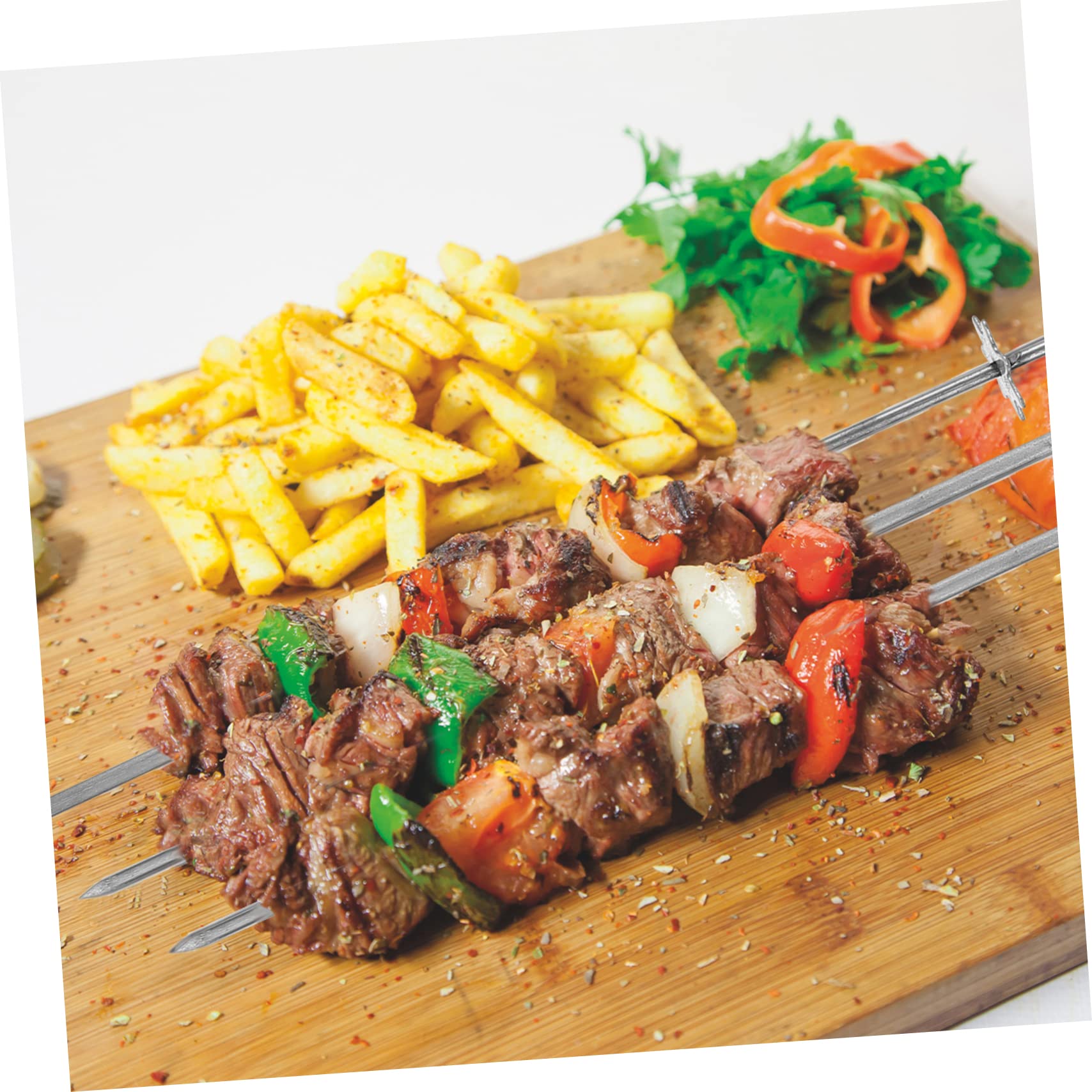 HEMOTON 10Pcs Stainless Steel Bbq Skewers Durable Reusable Grilling Sticks for Outdoor Cooking Safe Comfortable Design for Family Gatherings Camping