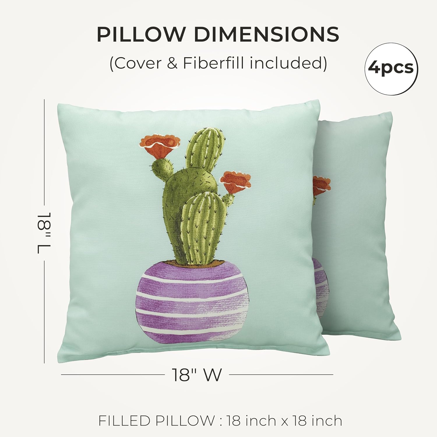 Art Leon Outdoor Pillow Covers Set of 4,18x18 Inch Waterproof Polyester Bohemian Pattern Decorative Cushion Case for Patio Furniture Decorative Square Throw Pillow Cases for Patio Furniture Sofa Chair