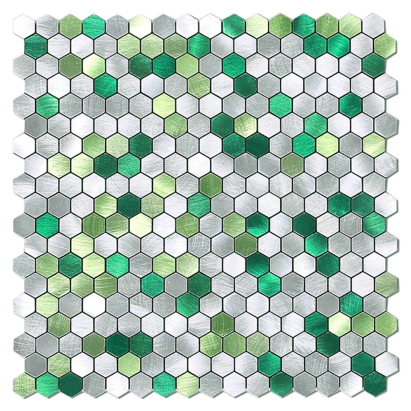 BeNice Kitchen Wall Sticker Tiles Wallpaper Self-adhesive,Penny Hexagon Metal Mosaic Tiles,Peel and Stick Tiles for Fireplace Stove Wall(5sheets) Green