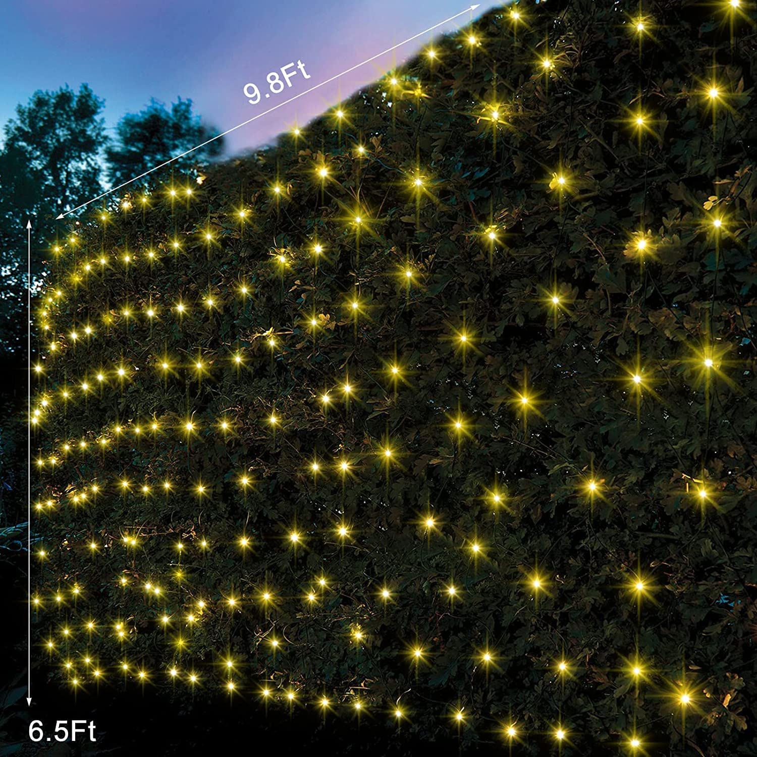 Solar LED Lichternetz, Wasserfest 200LEDs Solar Lichterkette,3x2M Outdoor Lichtervorhang,8 Modi Net Mesh Deko Leuchte für Weihnachten Garten Party Hochzeit Schlafzimmer (Warmweiß)