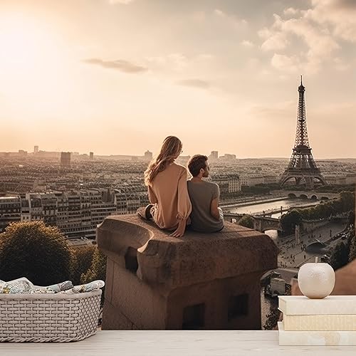 Miniatura 6 de Papel tapiz romántico para parejas, diseño de la Torre Eiffel y vista de la ciudad de París, arte mural de pared grande para decoración de