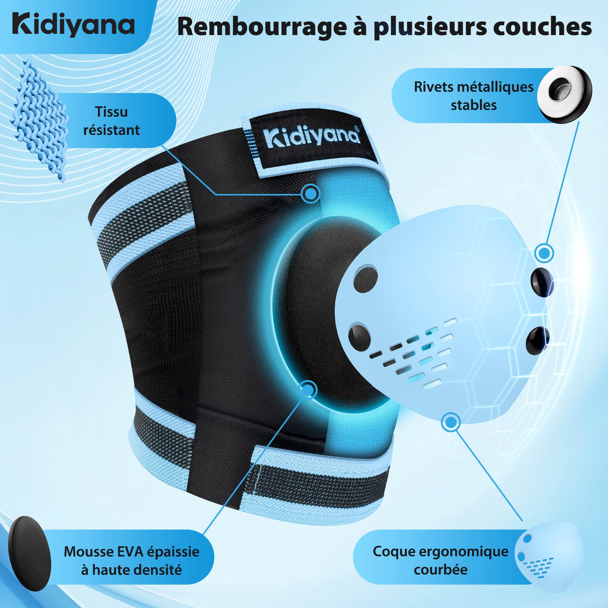 Kit de protection pour enfants - Ensemble de protections pour enfants, genouillères, coudières et protège-poignets - Équipement de protection pour scooter, roller, skateboard et vélo