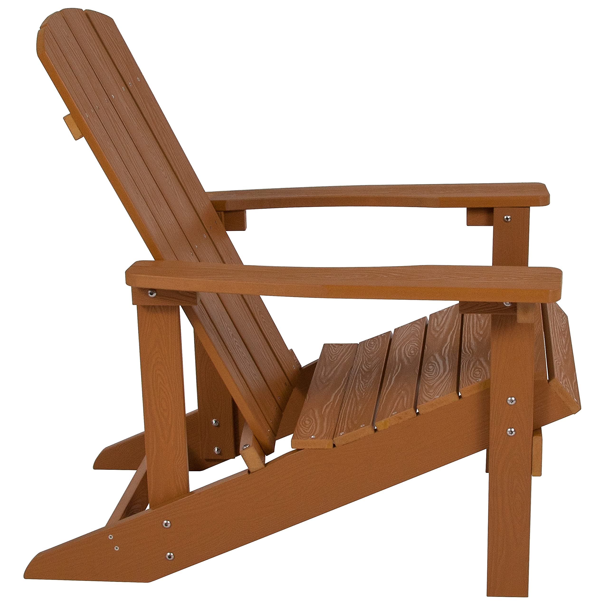 Flash Furniture, Silla Adirondack Comercial de Madera de Resina poliéster Resistente a la Intemperie en teka