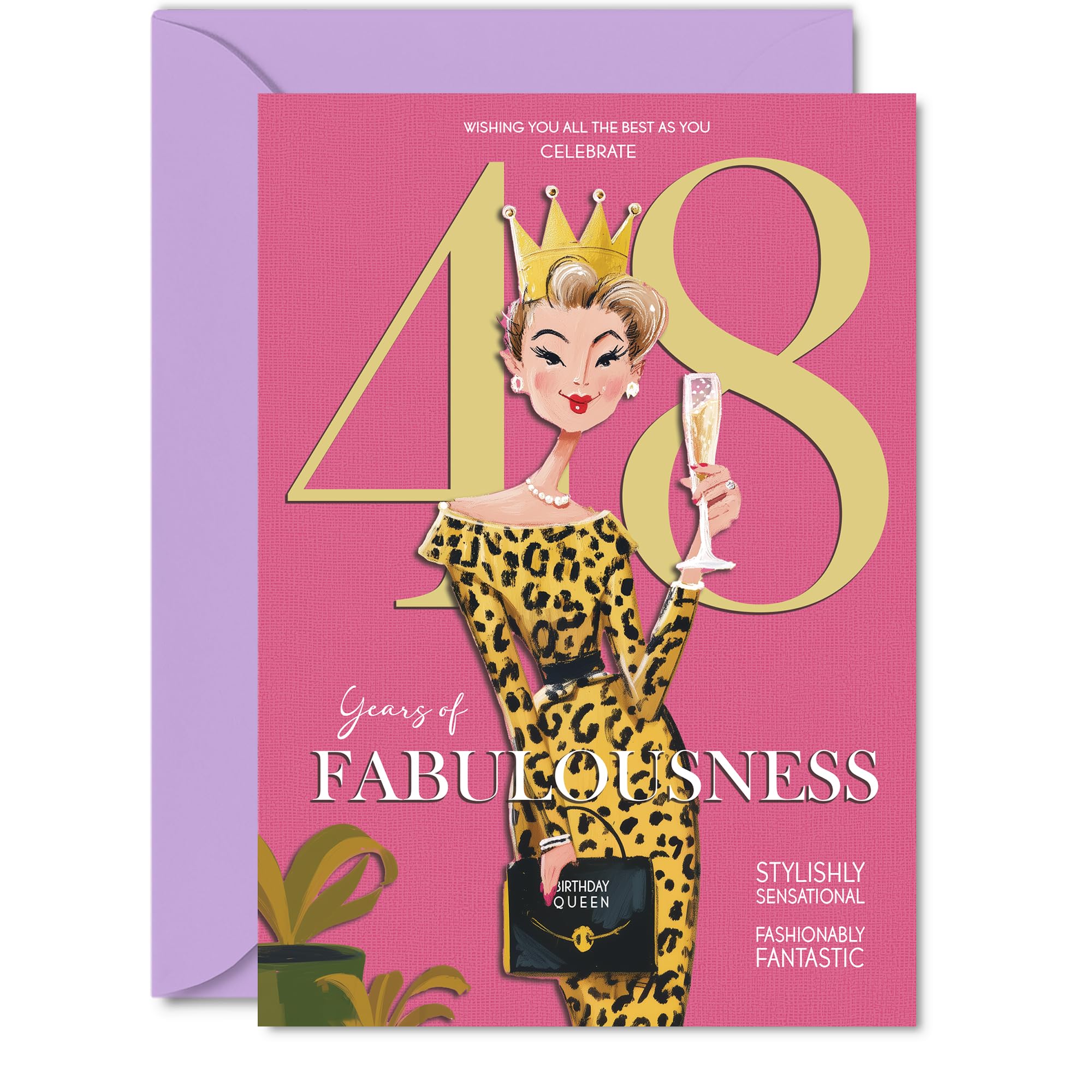 48th Birthday Cards for Women - Years Of Fabulousness - Happy Birthday Card for 48 Year Old Woman Sister Colleague Neighbour Wife, 5x7 Inch Bday Greeting Cards
