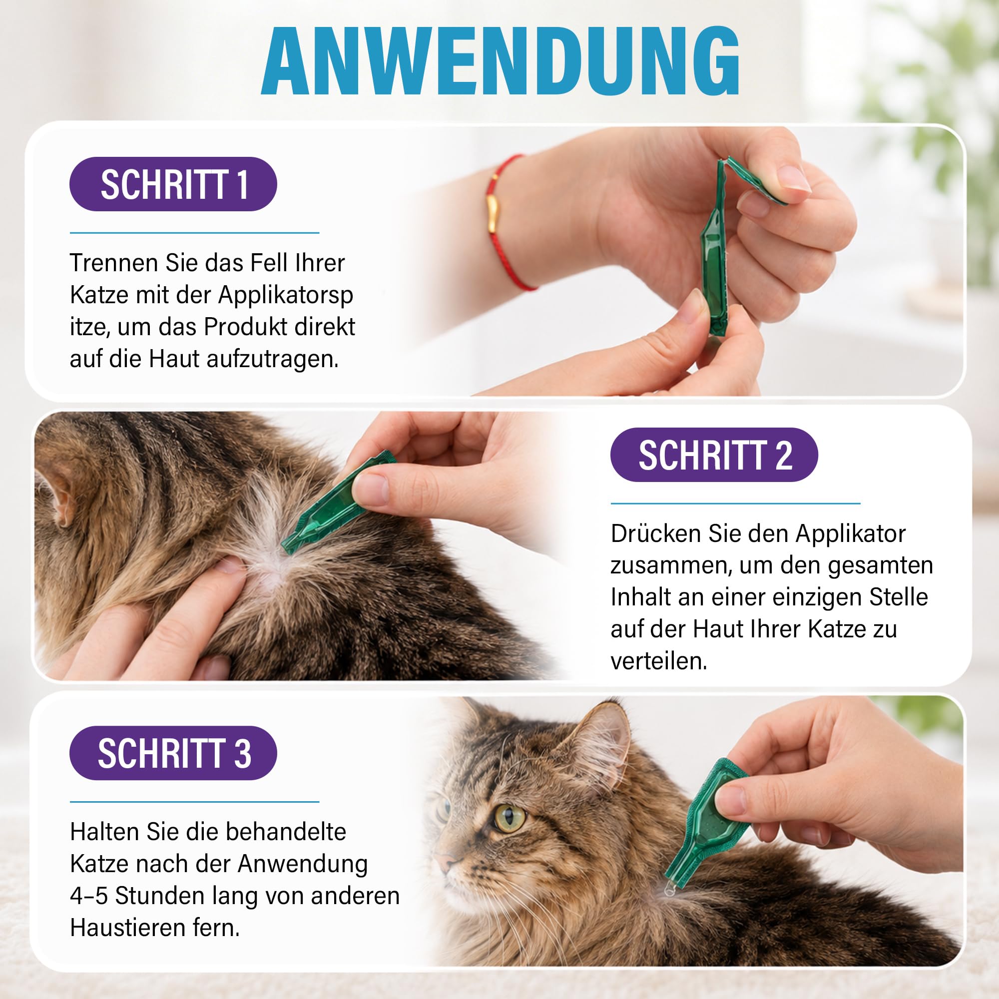 12 Pipetten Natürliche Pflegetropfen für Katzen und Kätzchen, Sanfte Kräuterextrakt-Formel, Sanfte Pflege für Empfindliche Haut