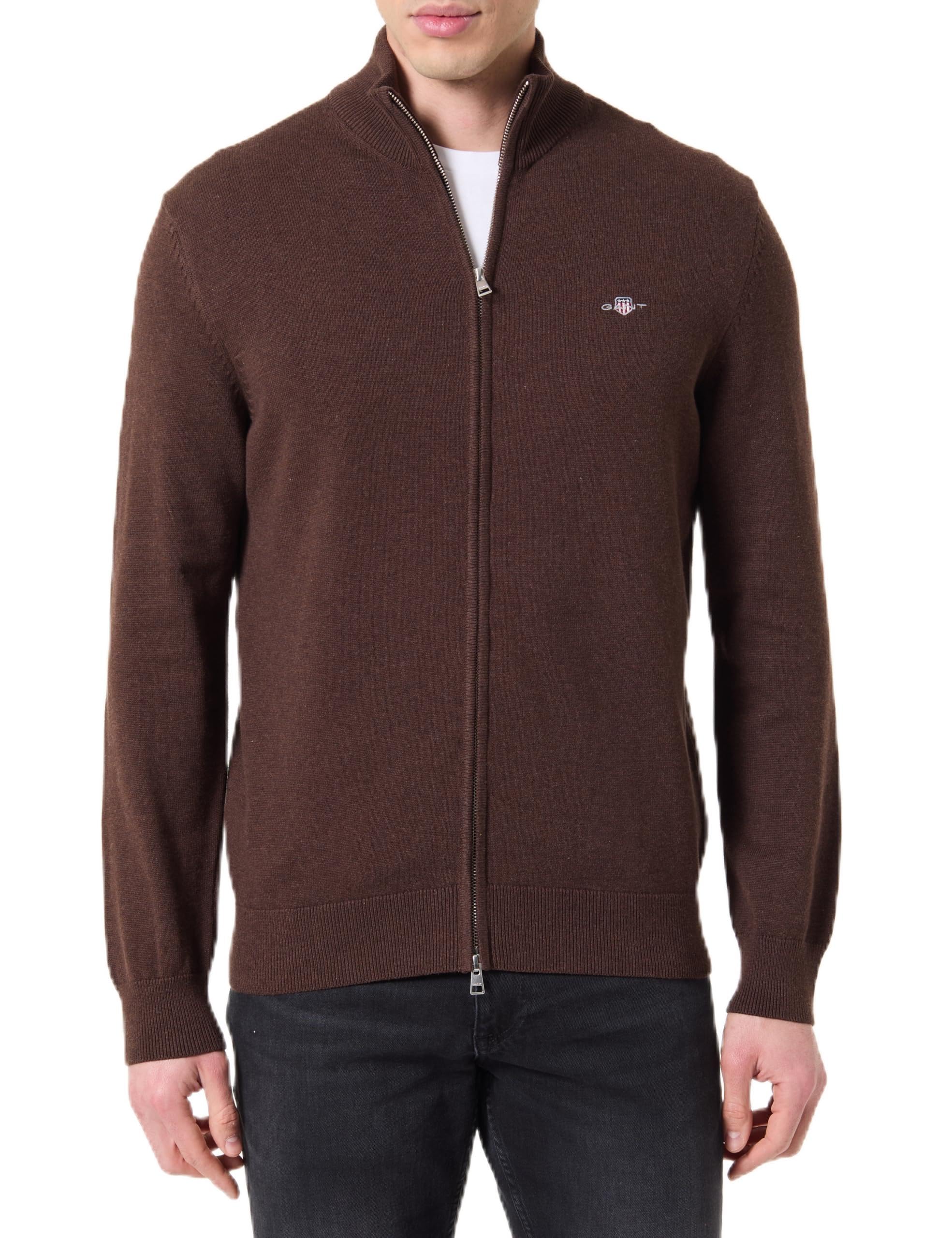 Gant Herren Casual Cotton Zip Cardigan BAUMWOLLSTRICKJACKE MIT REIßVERSCHLUSS (1er Pack)