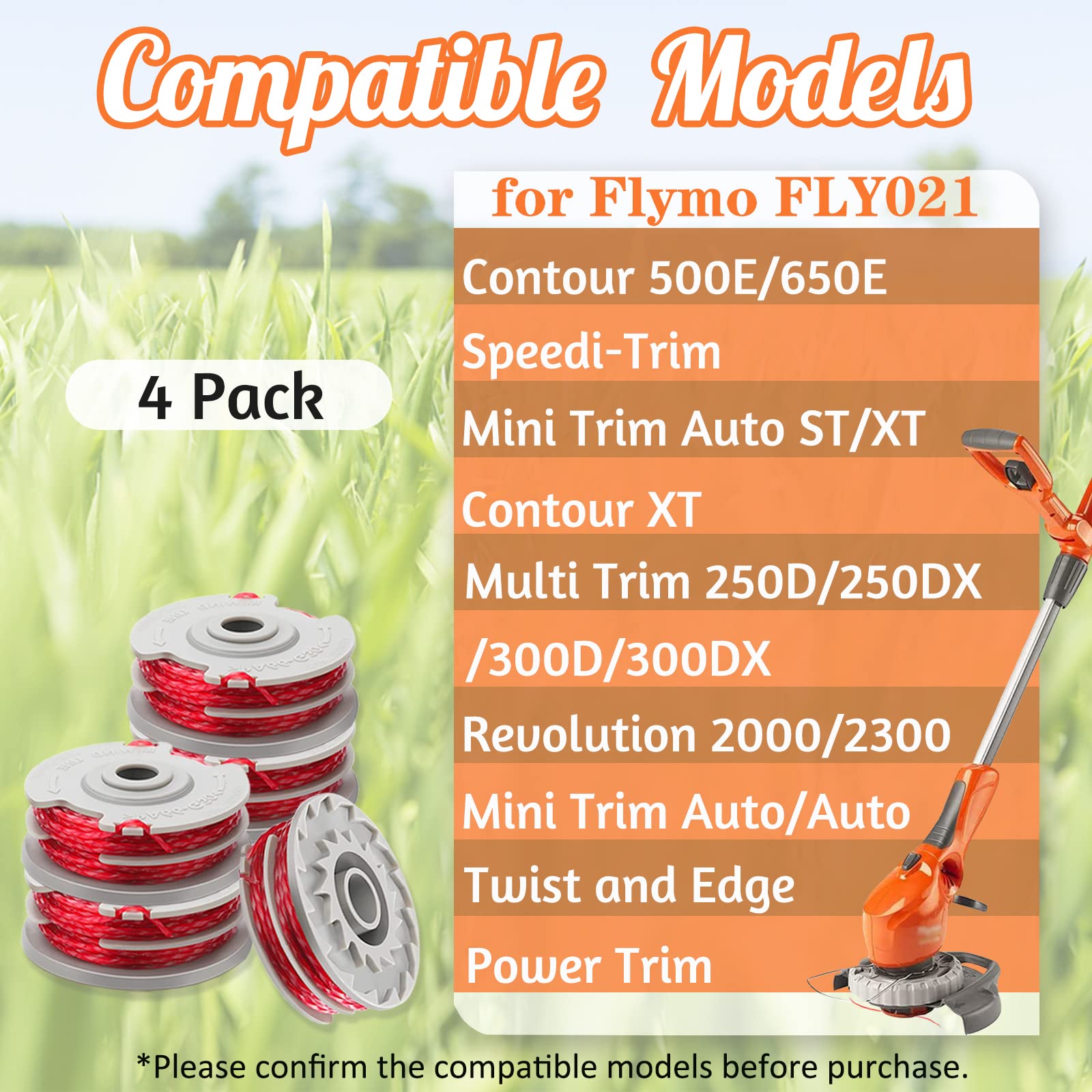 4 Bobine Per Decespugliatore Flymo - Doppia Alimentazione, Filo 1.5mm X 11m, Compatibile Con Modelli Contour/XT - Foto 4