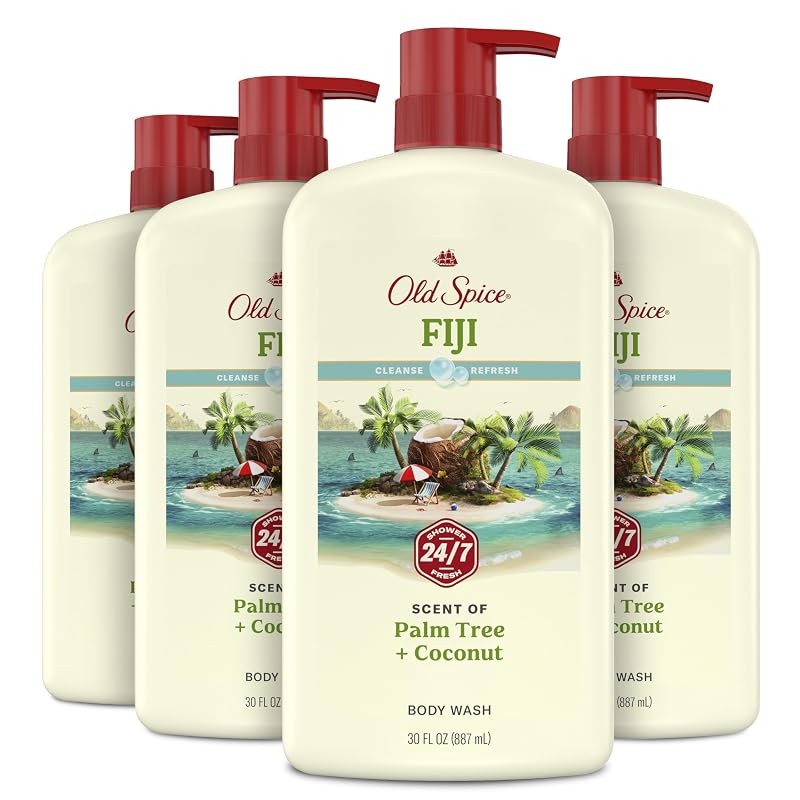 Sabonete líquido corporal Old Spice Fiji com palmeira e coco, Pacote com 4 de 887 mL