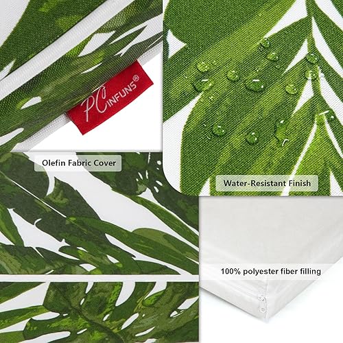Miniatura 3 de Pcinfuns Juego de 2 cojines para sillas de exterior de 19 x 19 pulgadas, para muebles de patio, jardín, sofá, silla, con correas ajustables, hojas