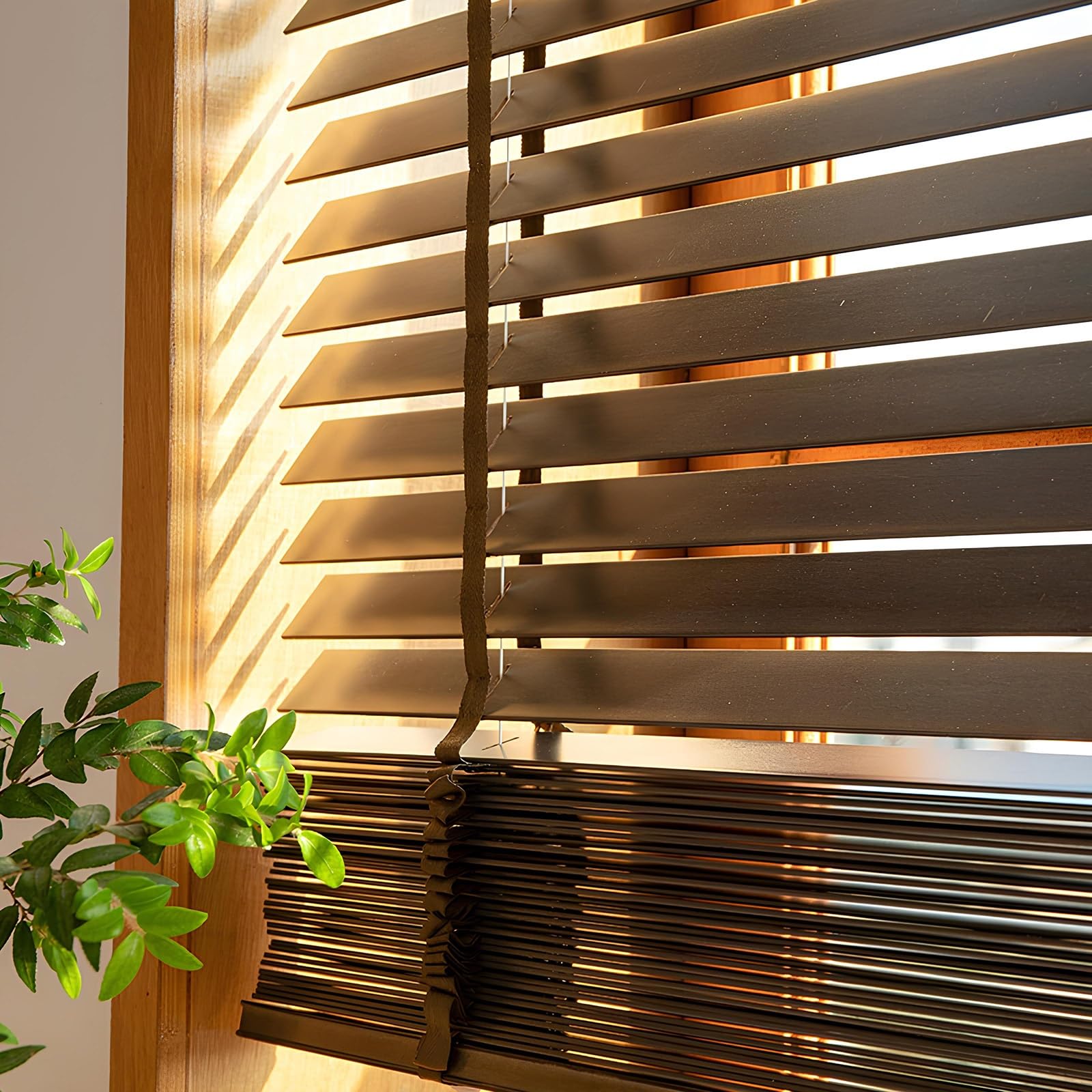 Schwarz Holz Jalousie, 5cm Jalousette Echtholz, Sonnen-, Sicht-Schutz Usw, Wand- Und Deckenmontage Für Fenster & Tür(130Bx130Hcm)