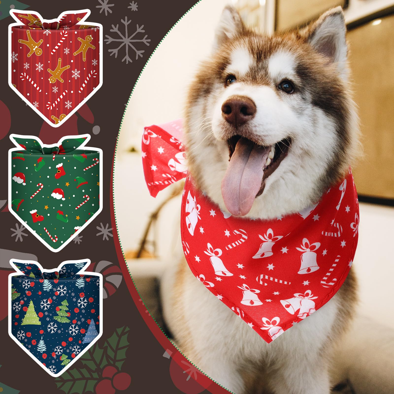 Paterr Lot de 100 Bandanas de Noël pour Chien - Mouchoir Doux en Forme de Triangle - Réglable et Lavable - Accessoire de décoration pour Chiens de Petite et Moyenne Taille