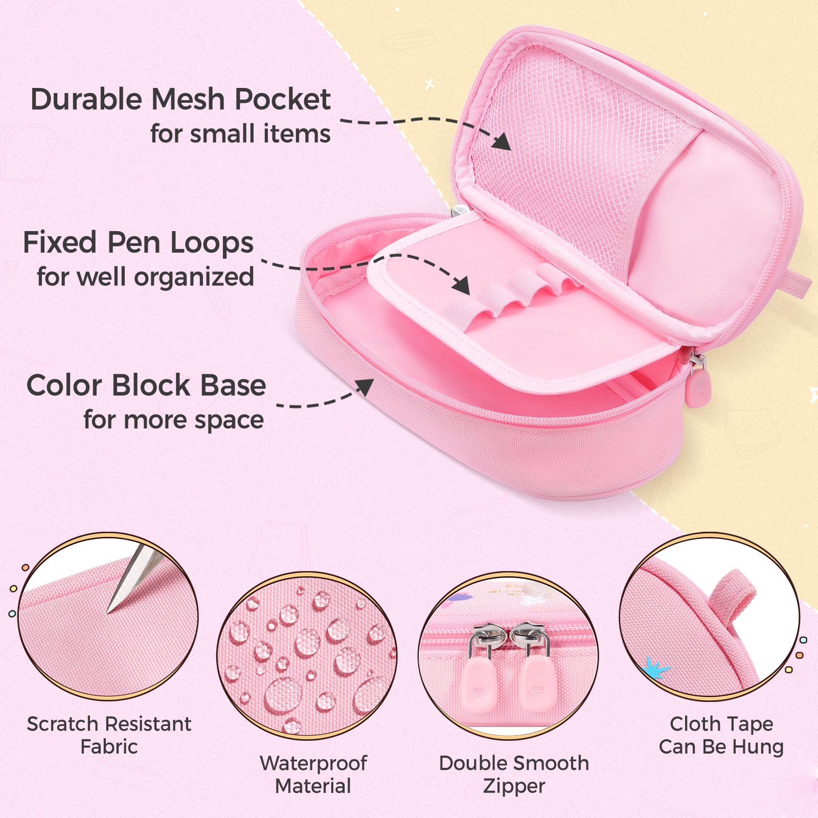 rockpapa Cute UnicornDesign Pencil Case for Girls Aesthetic Pencil Case with Compartments - Image 3