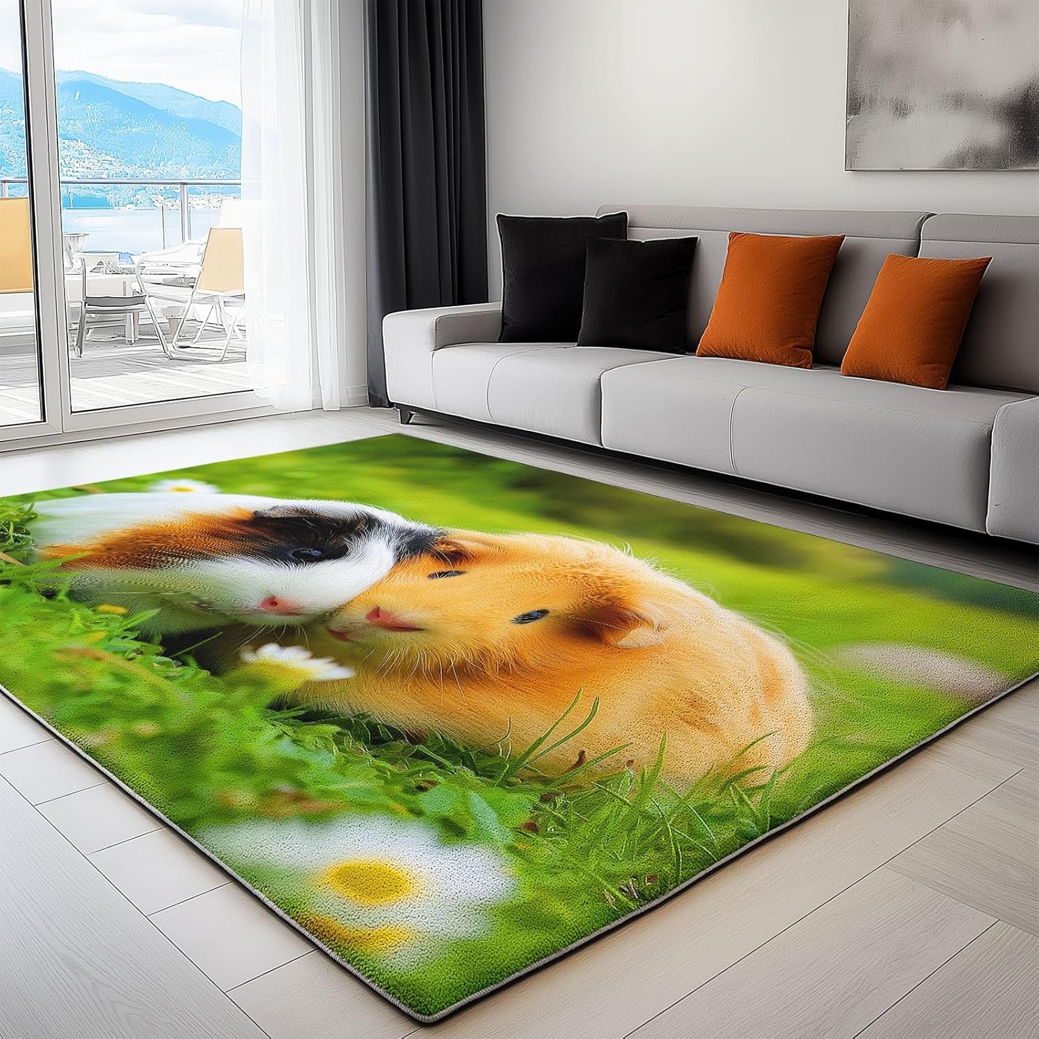Tapis cochon d'inde lavable en machine avec dossier antidérapant sécurisé 180x270