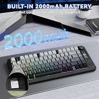 FREEWOLF M75 Kettős Módú Billentyűzet, Bluetooth+2.4G, Kijelzővel, 82 PBT Színátmenetes Billentyűsapkával, RGB Háttérvilágítással, Mac/Windo 7