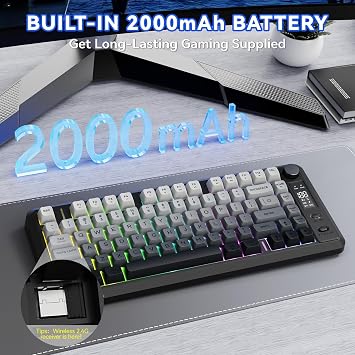 FREEWOLF M75 82keys Compact PBT Gradient Keycap Wireless Keyboard-Moonlight