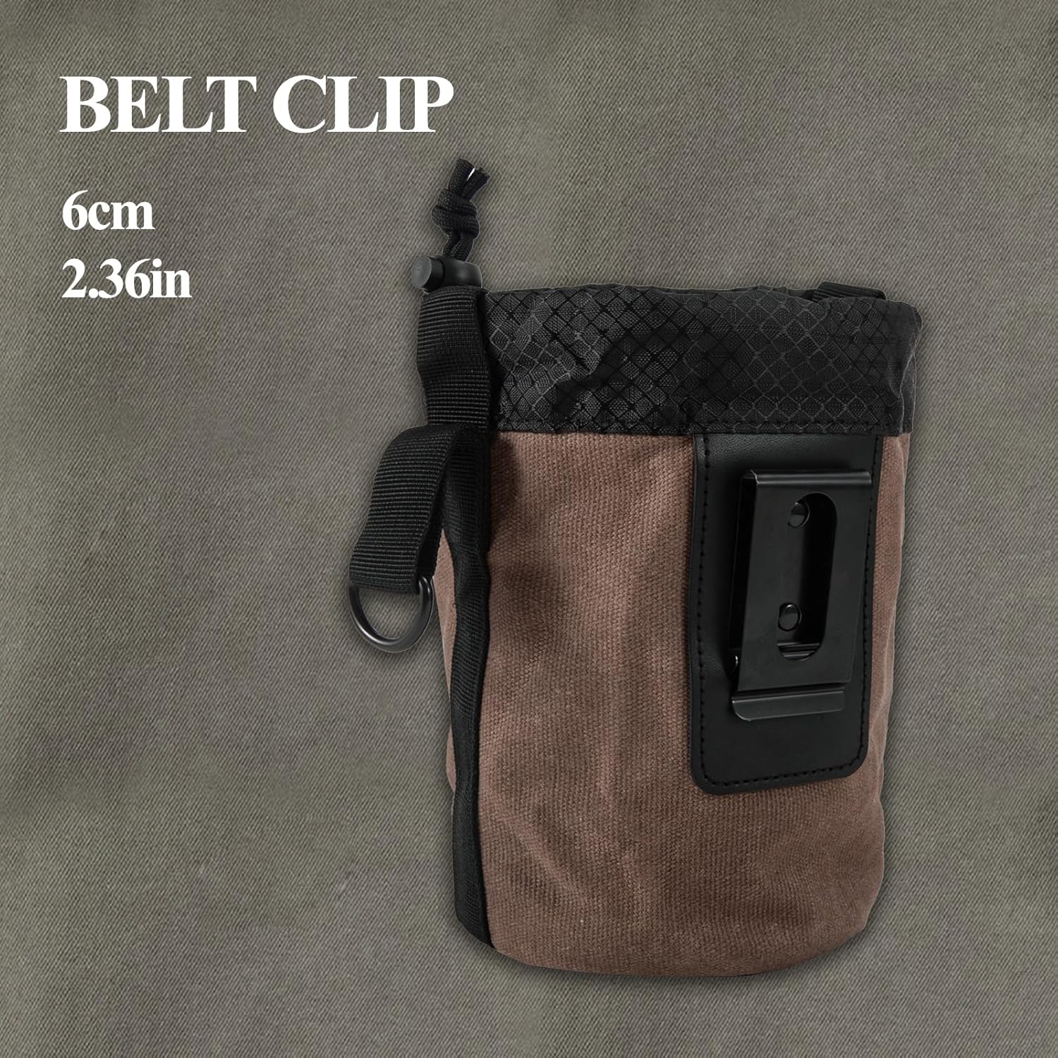 Nail/Screw Work Pouch，Tightening Soft Bag with Drawstring Metal Clip-On Tool Pouch for Tools Screws and Nails,Ideal for Electrician Plumber Carpenter Contractor Handy Man and Any Tradesperson