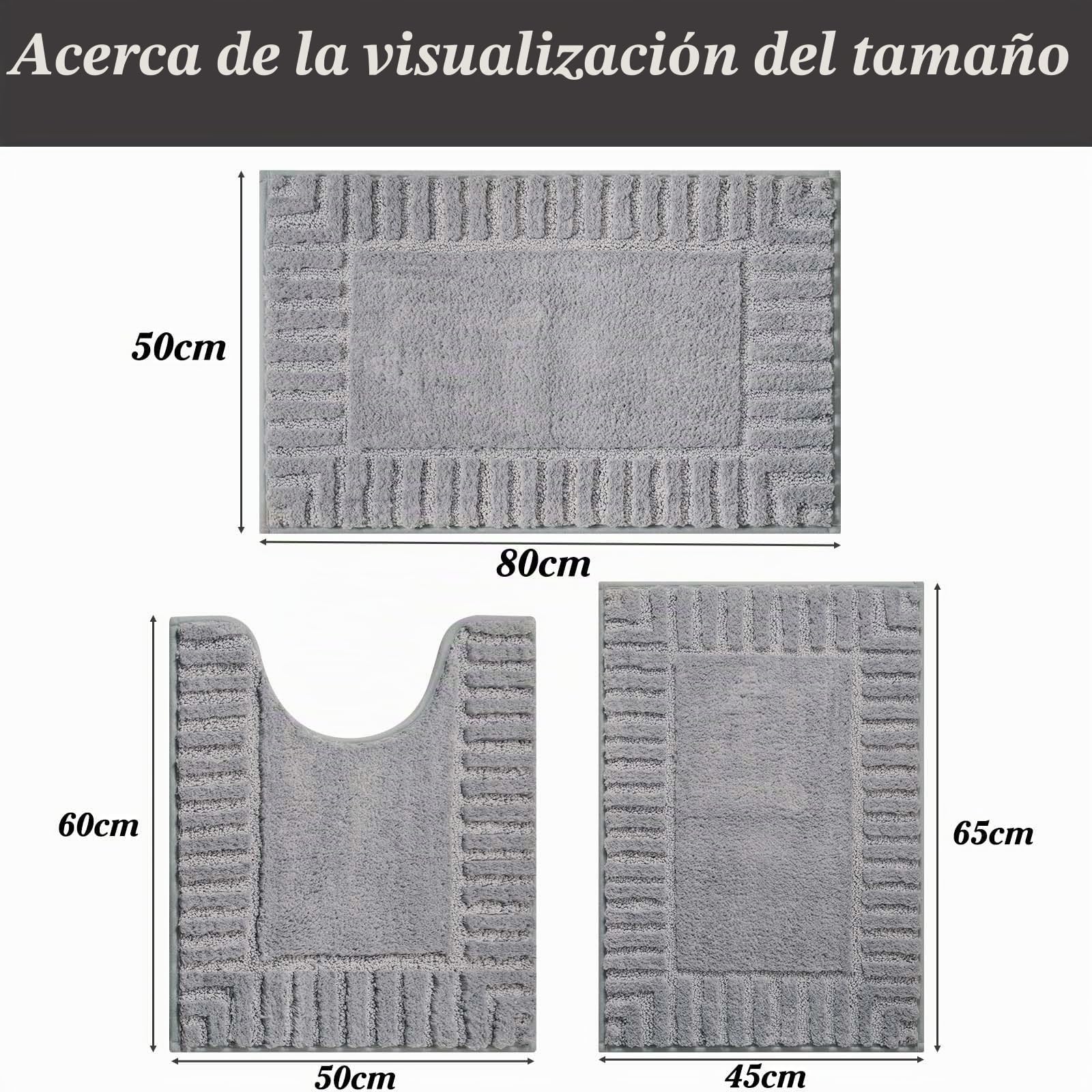 Famibay Alfombra Baño Juego De 3 Piezas Antideslizante Alfombrilla Baño Gris Lavable Absorbe Suave Microfibra Alfombra Baño Inodoro WC