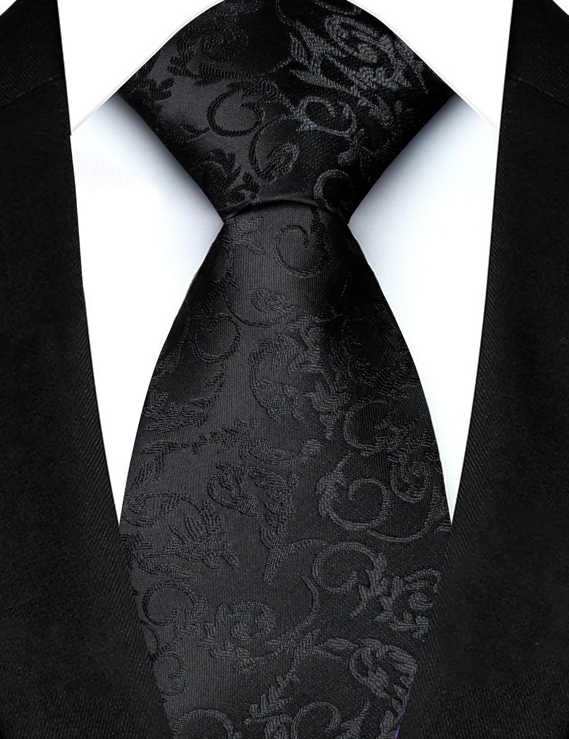 JEMYGINS Mens Floral Tie and Lapel Pin Necktie Pocket Square and Tie Clip with Sets for Business Casual 4PCS - Image 3