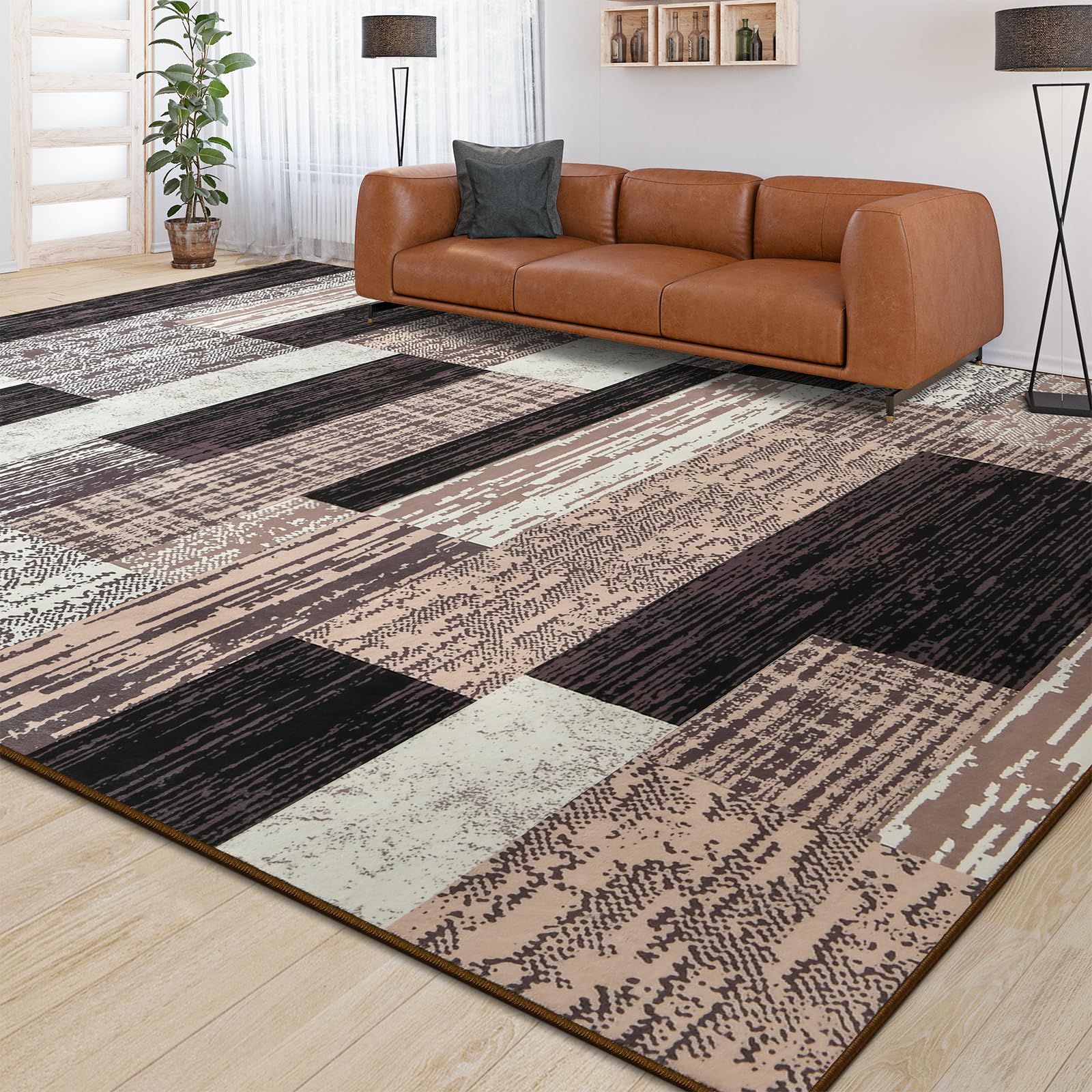 Large Area Rugs,Modern Geometric Patchwork Floor Decor for Bedroom Aesthetic Carpet, Rockwood Collection, Indoor Rugs for Living Room Dining Room
