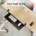 FENGE Under Desk Keyboard Tray Pull Out Keyboard Drawer Sturdy C Clamp Mount, 25.6 x 11.8 inch Ergonomic Design with Pencil Case and Phone Holder, Black