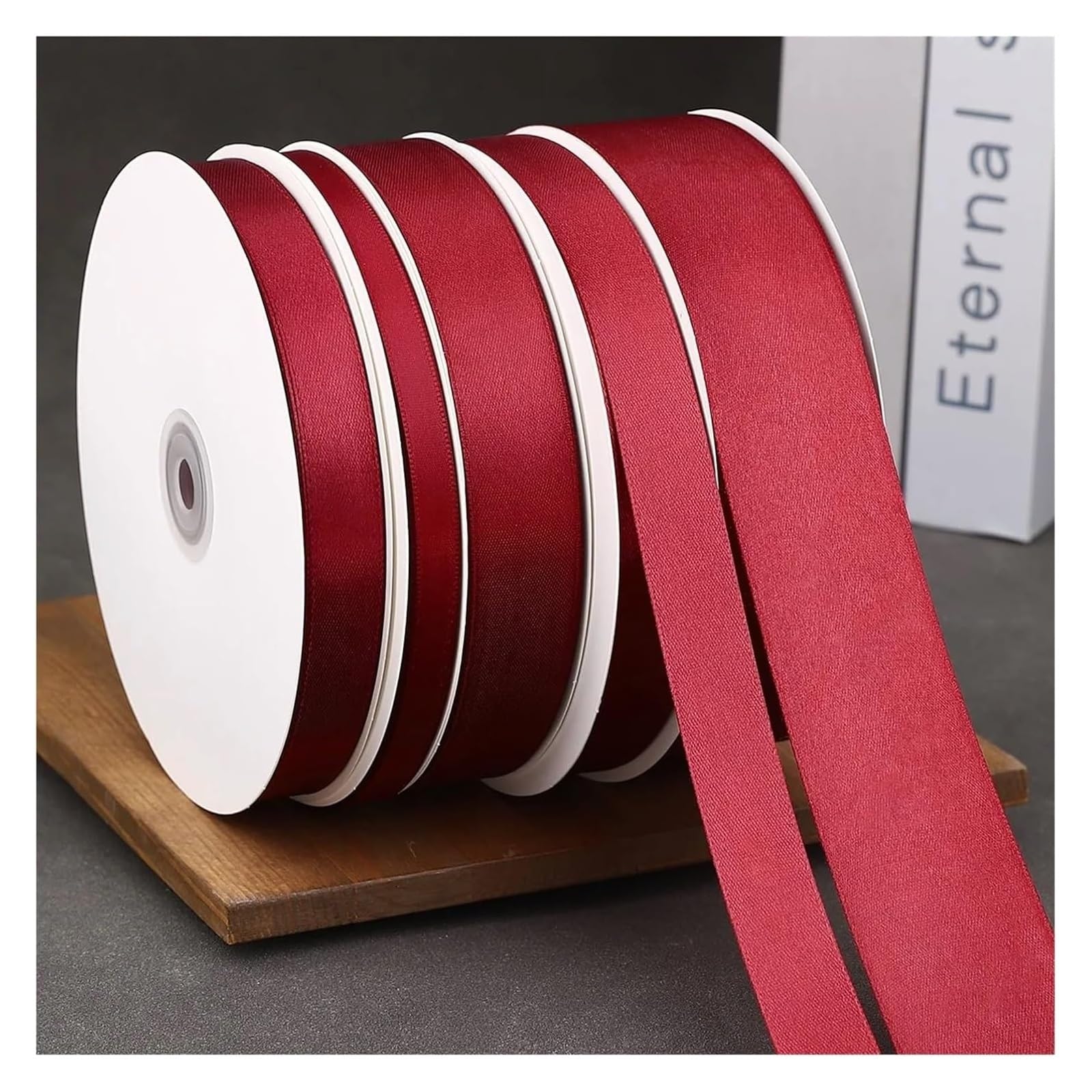 Cintas para envolver tartas, Cinta roja vino de múltiples anchos 100 yardas(1cm)