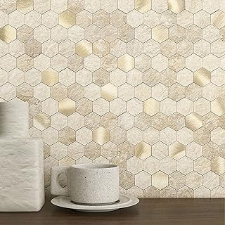 MOFIT Hexagon Peel and Stick Backsplash Tiles Kitchen,Self-Adhesive Meta...