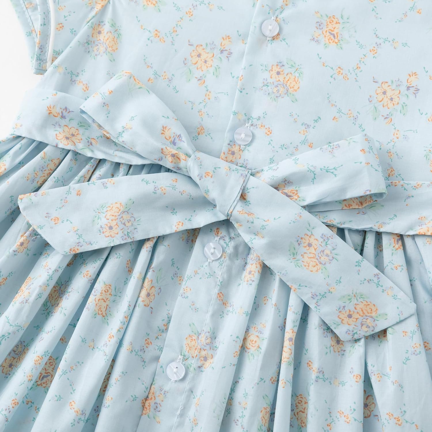 Simplee Kids Light Blue Toddler Summer Dress - Floral Smocked Dress 18M - Image 6