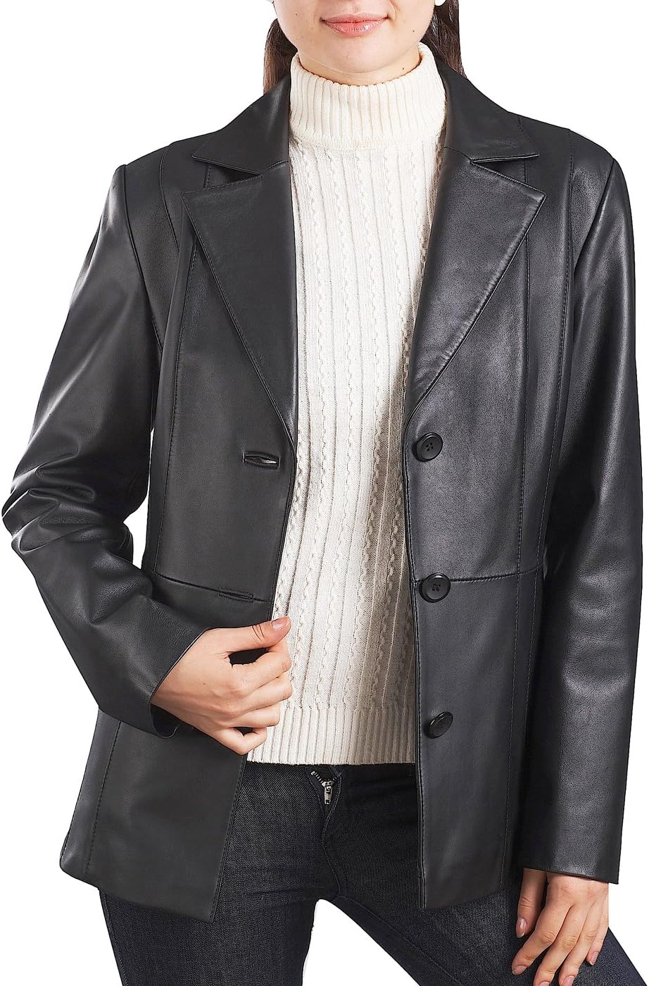 BGSD Women Crystal Lambskin Leather Blazer Jacket (Also available in Plus Size & Petite) - Image 2
