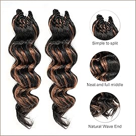 Toyotress Ocean Wave Crochet Hair - 12 Inch 8 Packs Black Mix Brown Highlight Crochet Braids Deep Twist Synthetic Braiding Hair Extensions (12 Inch, P1B/30-8P)