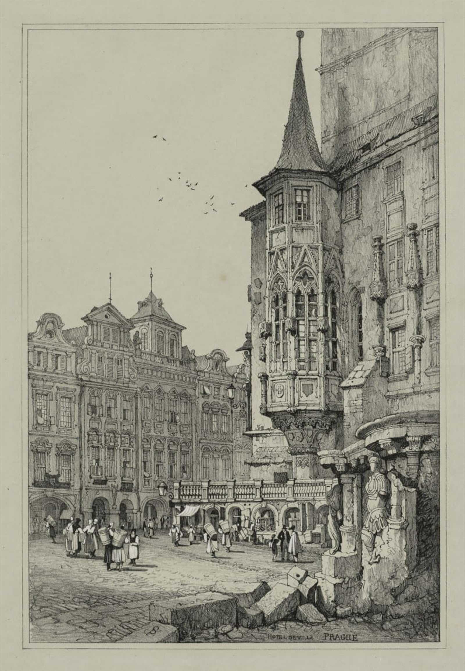 SERENDIPITP Retro Picture Poster Wall Art Pictures Painting Facisimilies of Sketches Made in Flanders and Germany by Samuel Prout Wall Art Canvas Print for Wall Decor 60x90cm
