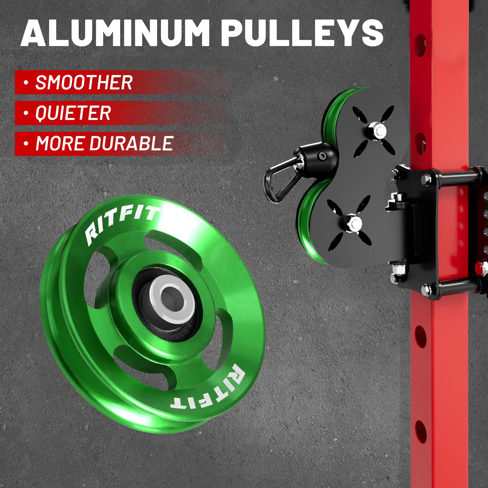 RitFit Rueda de polea de aluminio para equipo de gimnasio, juego de 6 piezas de polea de rack de potencia, rodamiento de aleación de aluminio de 90 mm, rueda de polea de gimnasio para gimnasio en casa