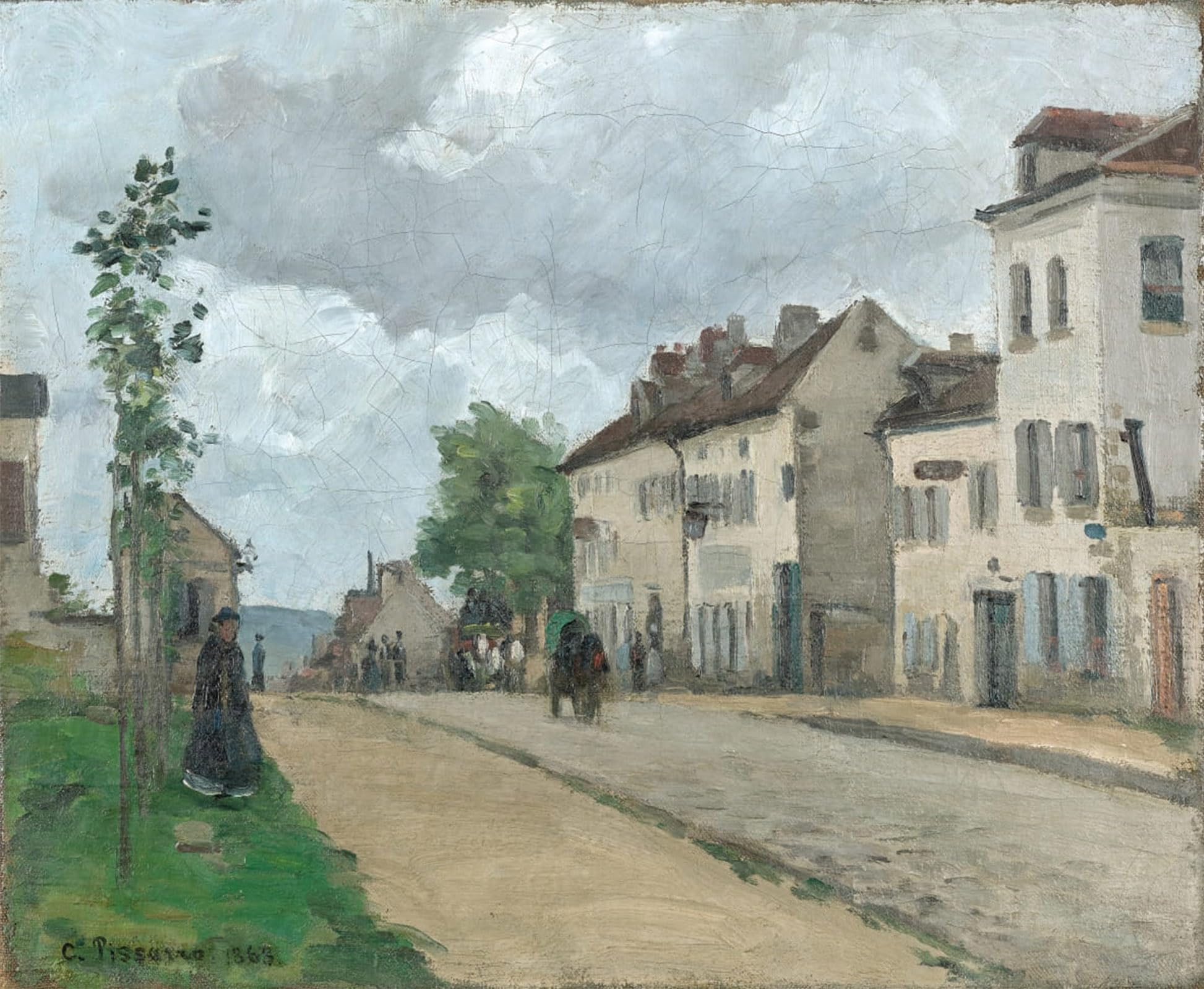 ARTXLXXBN Famous Print Painting Colorful Art Print Street in Pontoise by Camille Jacob Pissarro Canvas Art Decorations for Home Decor 60x90cm