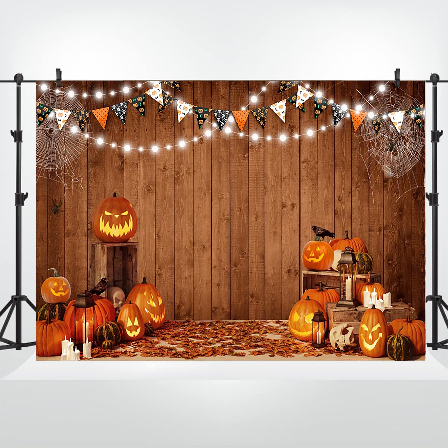 Halloween-Fotohintergrund 2,1 X 1,5 M – Motiv: Kürbis, Mond, Geisterschloss – Aus Polyester Für Party-Deko & Foto-Shootings
