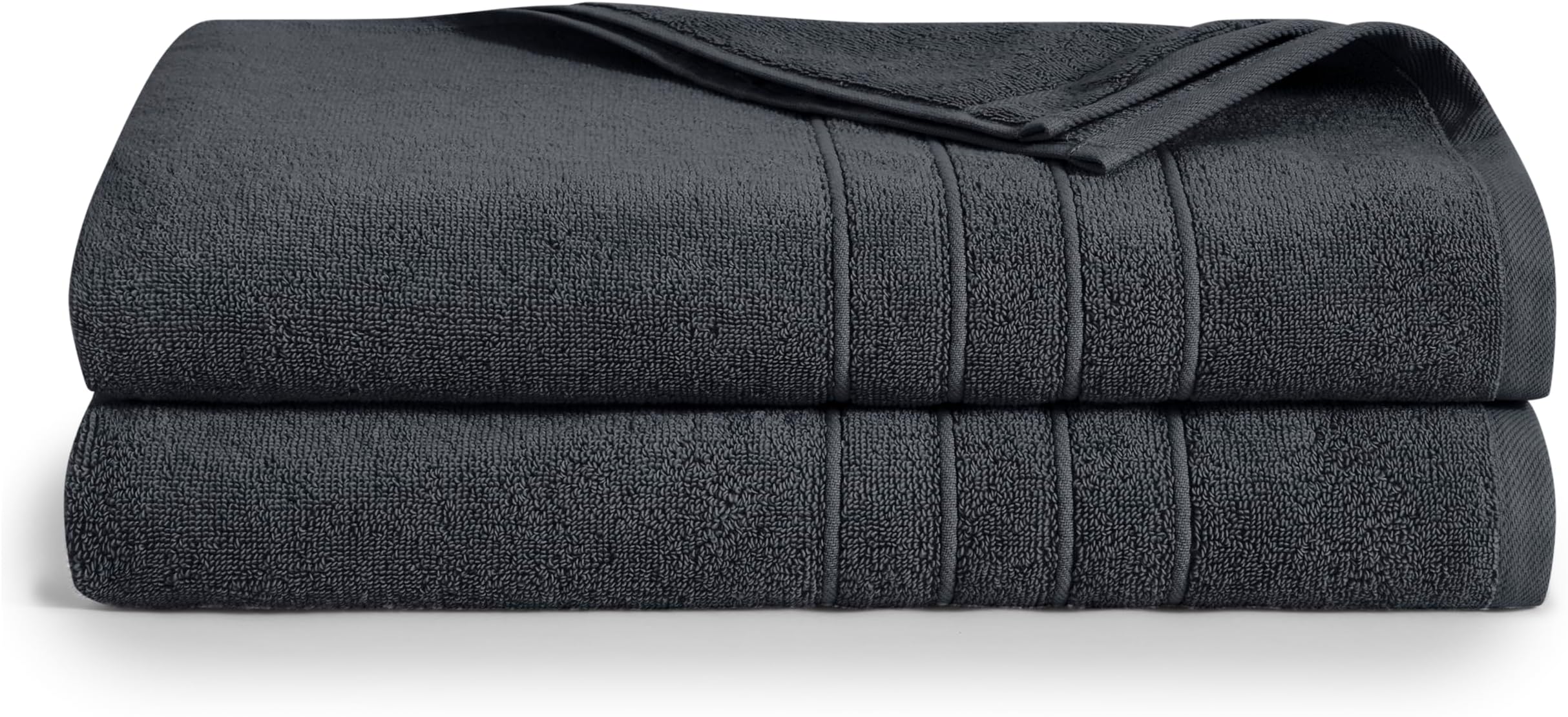BrooklinenSuper-Plush Turkish Cotton Bath Sheet - Set of 2, Graphite Gray, 100% Cotton | Best Luxury Spa Towels