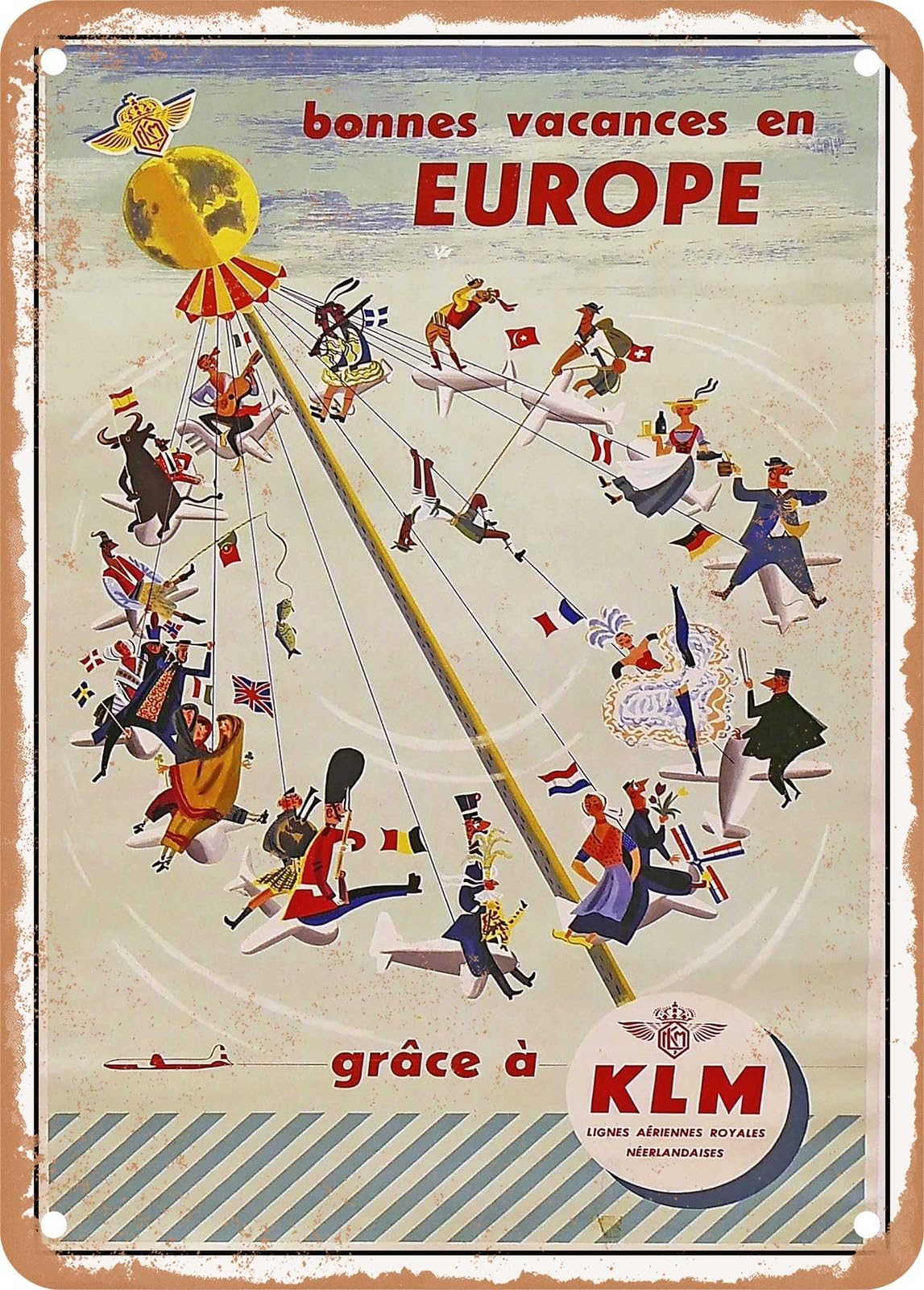 Miaomansenstore Metal Sign - 1950 Good Vacations In Europe Thanks To Vintage Ad Home Decor