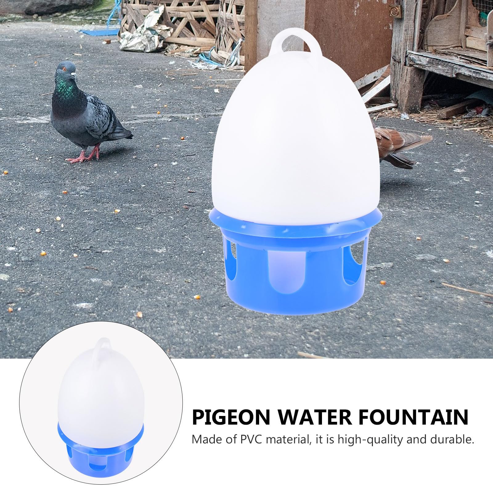 Artibetter Abreuvoir Suspendu pour Pigeons 10l avec Poignée Bleu et Blanc, Distributeur d'eau en Plastique, Mangeoire Pratique pour Oiseaux de Compagnie, Usage Intérieur et Extérieur